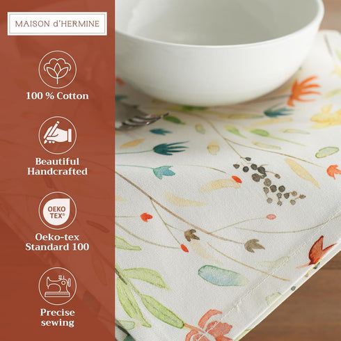 Maison d' Hermine Cloth Napkins Set of 4, 100% Cotton, Reusable Square Napkins for Dinner, Party, Wedding
