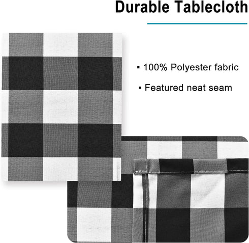 Hiasan 60 x 120 Inch Checkered Tablecloth Rectangle - Stain Resistant, Spillproof Gingham Table Cloth for Outdoor