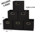 6 Set, Grommet Household Essentials Foldable Fabric Storage Bins Piece Strong Poly-Woven Fabric, Sturdy Chipboard