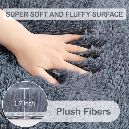 8x10 Grey Area Rugs for Living Room: Ultra Soft Fluffy Gray Rugs for Bedroom,Shag Non-Slip Large Fuzzy Plush Rug Indoor