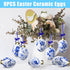 9 (9 Funtery Pcs Chinoiserie Porcelain Blue and White Easter Egg Hanging Pendants - Decorative Hanging Ornaments