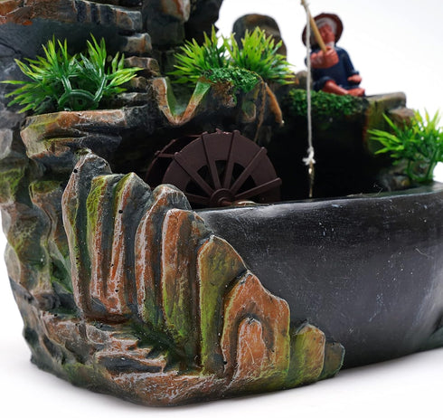 Gdrasuya10 Desktop Fountain Waterfall Decor, Water Feature with Colour Changing LED Lighting for Office Home Bedroom