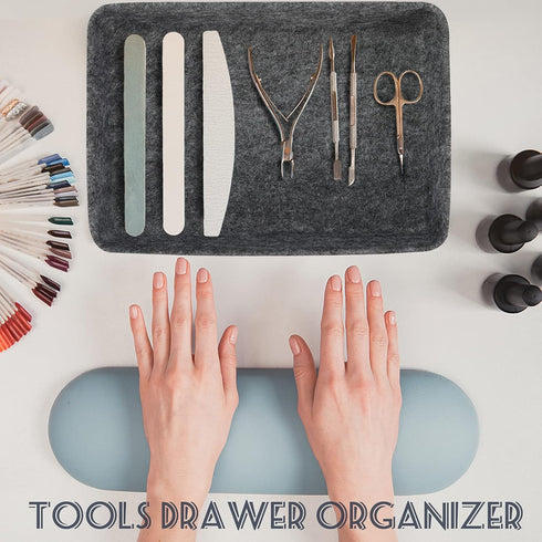 Desk Drawer Organizer Tray Dividers Set, 7 Pack Grey Felt Storage Bins for Kitchen, Bathroom, Office