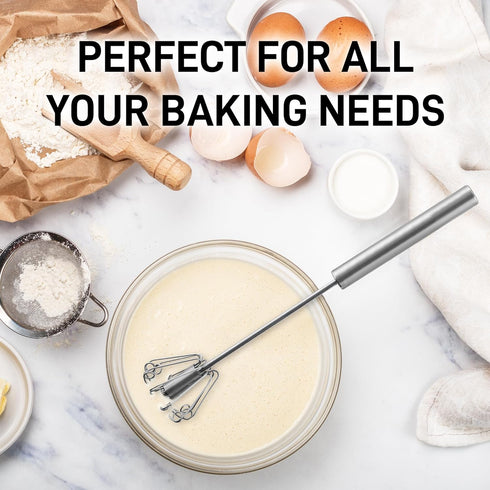Zulay Kitchen Egg Beater Whisk, Push Whisk for Cooking, Hand Mixer Manual, Mini Whisk for Baking