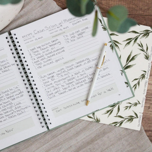 Recipe Book To Write In Your Own Recipes with 6 Custom Dividers - Blank Spiral DIY Personalized Family Cookbook Journal, Fits 118 Empty Recipe Templates to Fill In - Cooking Notebook Keepsake - Sage