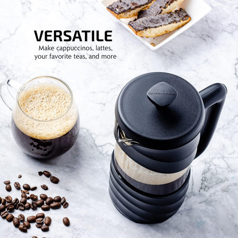 OVENTE 34 Ounce French Press Coffee Maker, Heat Resistant Borosilicate Glass, Black FPW34B