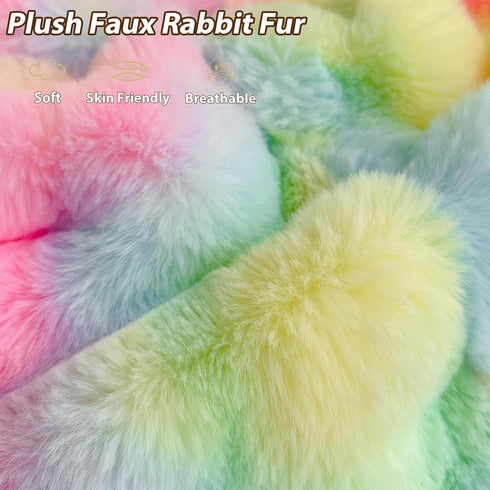LIFEREVO Kids Fluffy Faux Rabbit Fur Bean Bag Cover (No Filler), Soft Fuzzy Stuffed Animal Storage Bubble Waffle Bean