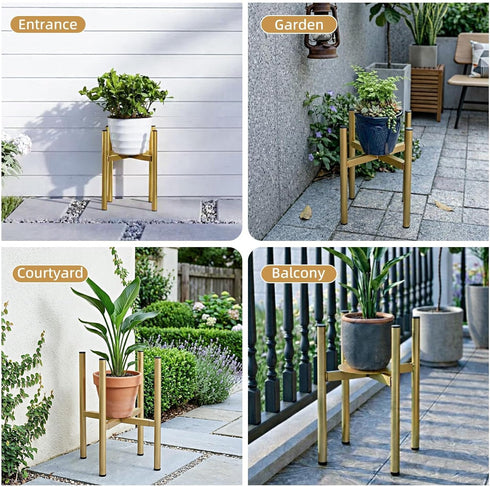 8 14 Inch 160 LB Adjustable Metal Plant Stand Indoor, Mid Century Modern Outdoor Planter Holder for to Pots, Heavy Duty