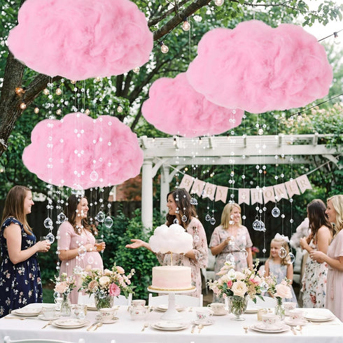 3D Decor(2 Marsui Artificial Cloud Props LED Hanging Pink Light String Fake Imitation Cotton Cloud Classroom School