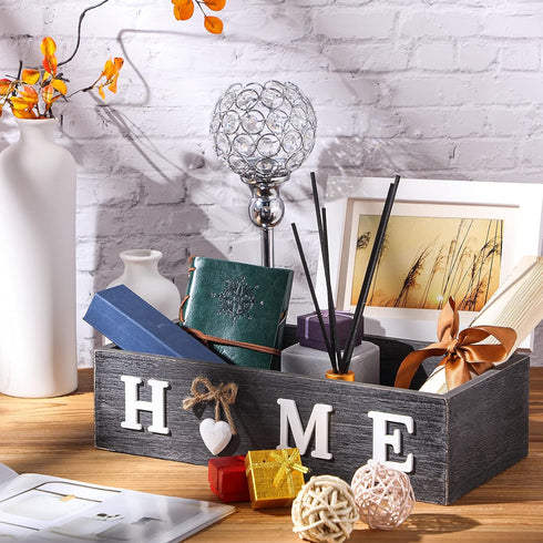 Bathroom Decor Box, Toilet Paper Storage Box with Home Sign, Rustic Paper Holder for Farmhouse