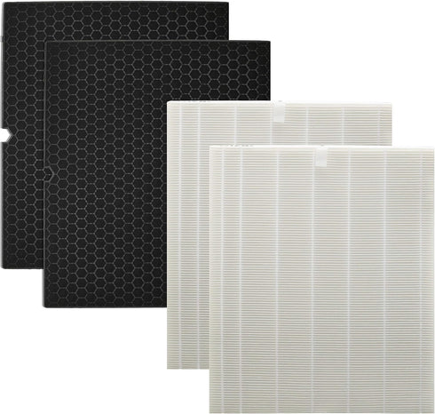 Smilyan 2 Sets 116130 Filter H Replacement for Winix 5500-2 Air Purifier, 2 Pack True HEPA + 2 Pack Activated Carbon