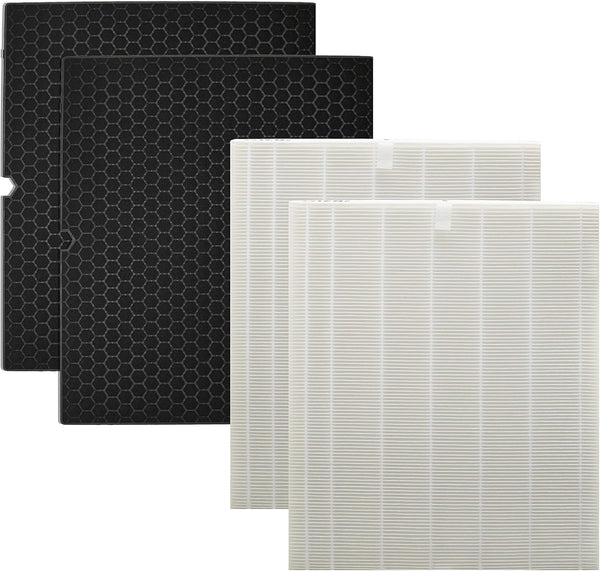 Smilyan 2 Sets 116130 Filter H Replacement for Winix 5500-2 Air Purifier, 2 Pack True HEPA + 2 Pack Activated Carbon