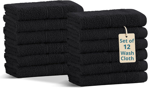 Casa Platino Washcloths 12 Pack - 100% Ringspun Cotton Washcloths - 13"x13"-