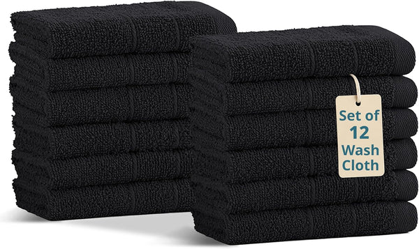 Casa Platino Washcloths 12 Pack - 100% Ringspun Cotton Washcloths - 13"x13"-