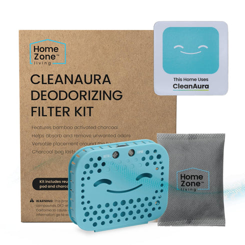 Home Zone Living CleanAura Deodorizing Filter Kit with Charcoal Filter Bag and Magnetic Sticker to Eliminate Odor
