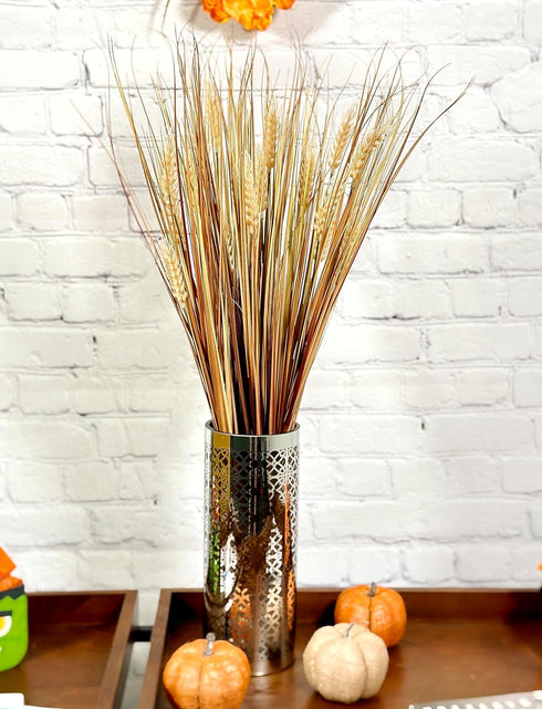 Admired By Nature 28" Artificial Wheat Grain Flowers & Grass Bush for Home Kitchen Office Wedding Fall Décor, Gold