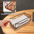 Guest Napkin Holder, Modern Metal Bathroom Paper Towel Caddy for Countertop & Kitchen (Black, Wooden Base)
