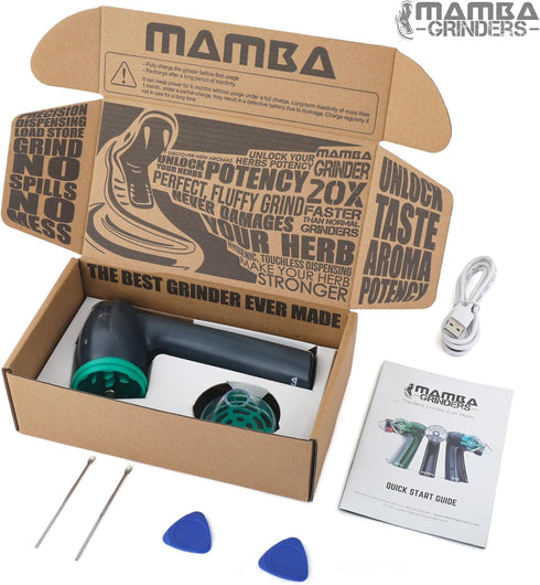 Mamba Lite Electric Portable Herb Grinder, 1g Gray All-Plastic Head, USB Rechargeable for One-Handed Grinding