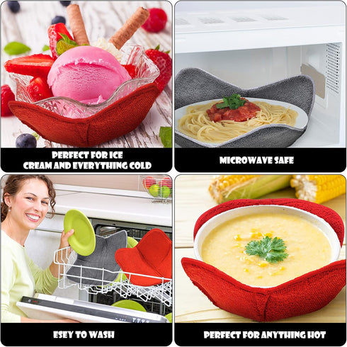 4 Pieces Microwave Bowl Holders Cozy Small Bowls Potholders for Hot Plate Food Temperature Holder for Home Kitchen