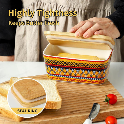 countertop, Counter, Hasense Butter Dish with Lid, Ceramic Butter Dish with Lid for Airtight Covered Butter Keeper