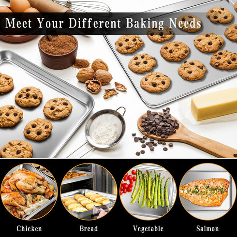 Baking Sheet Set of 2, Stainless Steel Cookie Sheet Baking Pans, Rectangle Size 16 x 12 x 1 Inch, Dishwasher Safe