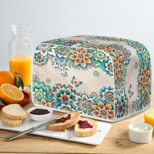 Quilted Boho Toaster Oven Covers, 4 Slice Kitchen Small Appliance Covers, Universal Size Dustproof Cover for Women Gift