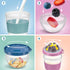 4 Pack 20oz Tribello - On the Go Yogurt Parfait Cups with Lids, Topping Compartment & Spoon, Yogurt/Parfait Cups
