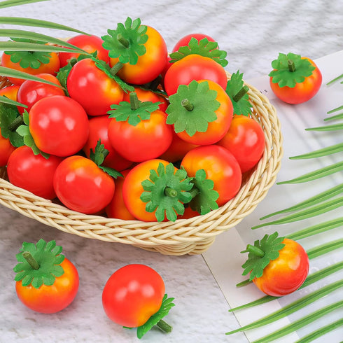Meiwlong 27 1.5 Inch Pcs Small Artificial Tomatos,Mini Fake Tomato for Decoration, Realistic Plastic Fake Fruits