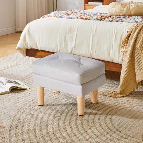 16.34" 12.4" W12.6" UHBD041G YMYNY Small Footstool Ottoman, Faux Leather Footrest with Sponge Padded Seat, Step Stool