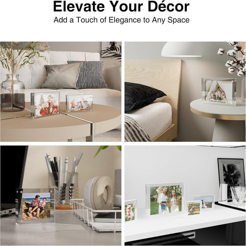 4x4, 3 Pack 4 4 4x 4 4x4 HOUSE DAY Acrylic Picture Frames Magnetic x Picture Frame, Double Sided Clear Photo Frame