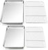 P&P CHEF Set of 2 Baking Sheets with Racks, Stainless Steel Cookie Sheet & Cooling Rack, 2 Sizes (16” + 12.5”)