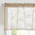 Topick Beige Sheer Leaf Curtain Kitchen Valance for Windows, Leaf Embroidered Voile Small Curtain 16 Inch
