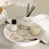 Hanobe Decorative Serving Tray Round: Farmhouse Coffee Table Decor Boho White Mandala Trays for Living Room Kitchen