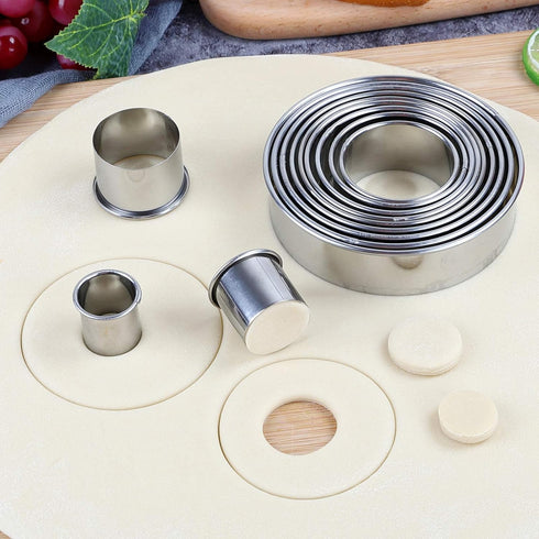 Round Cookie Cutters Set, 12 Pieces Biscuit Cookie Cutters, Circle Pastry Cutters for Baking Doughs and Doughnuts