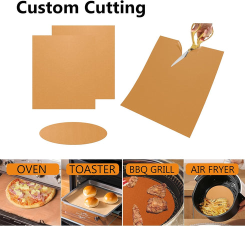 UBeesize 2 Pack Large Copper Oven Liners, 16x24 Inch, BPA and PFOA Free, Heavy Duty Non Stick Teflon Mats