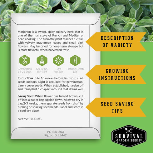 Pack 18 Culinary Herb Seeds Variety for Planting - Grow Heirloom Kitchen Herbs with Basil, Cilantro, Parsley, Dill