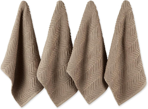 DII Luxury Barmop Collection Chevron Dishtowel Set, Aqua, 16x19, 4 Piece