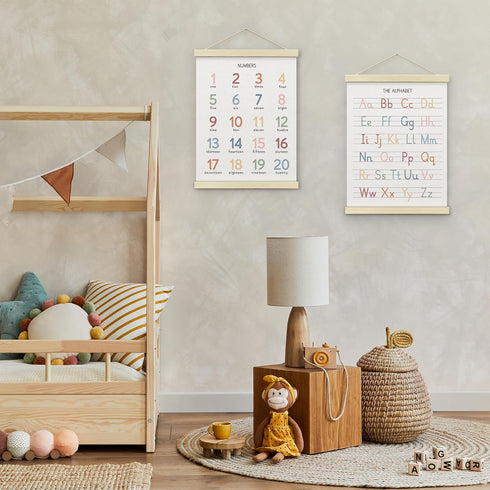 Banner-A02 BONETAT Numbers alphabet poster for Nursery Toddlers, Play Room Wall Decor, ABC Wall Chart, Wall Hanging
