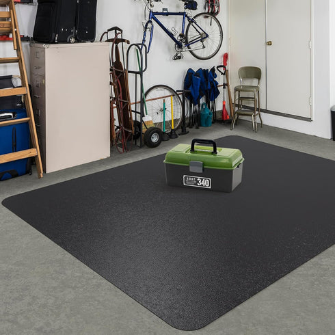 Area Floor Mat for Home, 4'6' Large Black No Slip Waterproof Vinyl