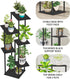 6 HAYOFAMY Tier Plant Stand Indoor, Tall Plant Shelf Metal Wood Multiple, Flower Pot Holder for Living Room Office