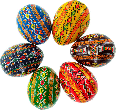 Set 6 2.5 Inches BestPysanky of Folk Art Patterns Wooden Ukrainian Easter Eggs