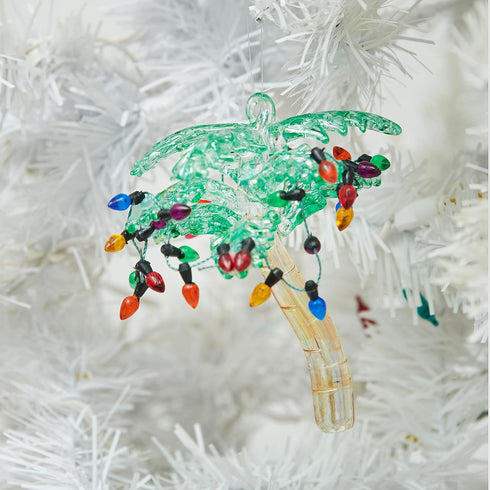 C&F Home Palm Tree with Christmas Lights Beach Coastal Ornament, Green