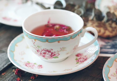 Sets Set 03) Jusalpha Fine China Tea Vintage Rose Flower Series Coffee Cup-Teacup Saucer Spoon with Teapot Warmer