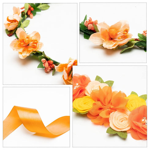Little Cutie Citrus Maternity Sash, Orange Clementine Flower Crown, Mom to Be & Daddy to Be Corsage, Autumn Baby Shower
