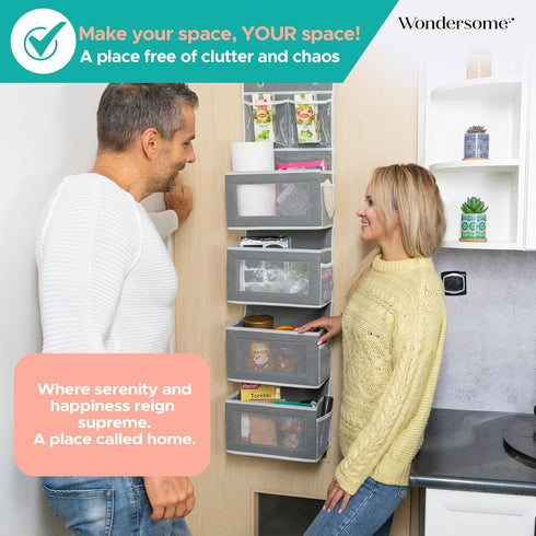 Over the Door Organizer, Clear Mesh Window Hanging Storage Rack for Bedroom, Bathroom, Kids Room, Space Saving Shelves
