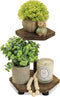 Tikea Hexagonal Wood Riser for Display - 2-Tier Rustic Wood Pedestal Stand for Kitchen Bathroom Counter Decor