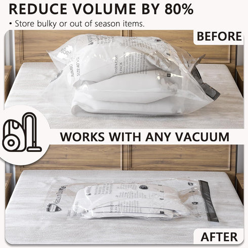 Vacuum Storage Bags, 4 Jumbo, 4 Large, Space Saver Bags with Travel Hand Pump for Clothes, Bedding, Pillows, Comforters