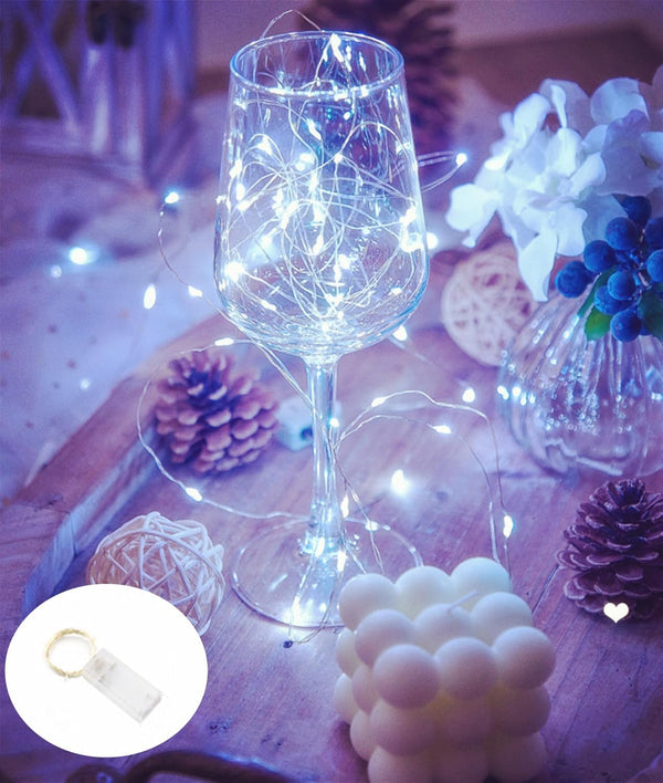 Ranlraka White LED Christmas Fairy Lights for Bedroom Battery Operated String Lights 7Ft