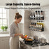 Floating Shelves Wall Mounted, Rustproof Stainless Steel Bathroom Shelf, Black Nail-Free Kitchen Spice Rack, Adhesive