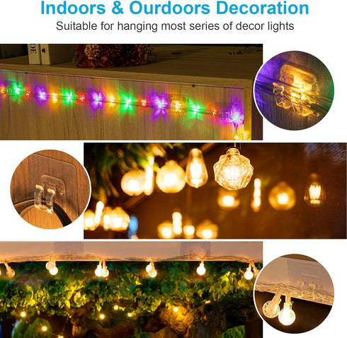 24 TidyHelper PCS Christmas Light Clips, Adhesive Hooks for Outdoor String Lights, Heavy Duty Cable Clips